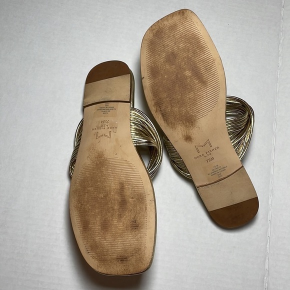 MARC FISHER LTD Tanya Gold Thong Slide Sandals Cushion Sole Flats Flip Flop 7.5 - Picture 6 of 12